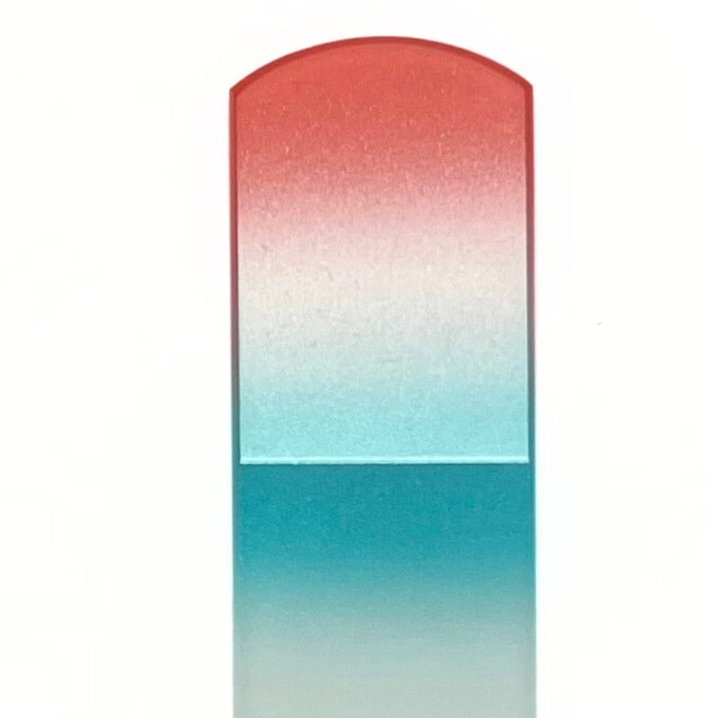 coral and teal colored glass nail file