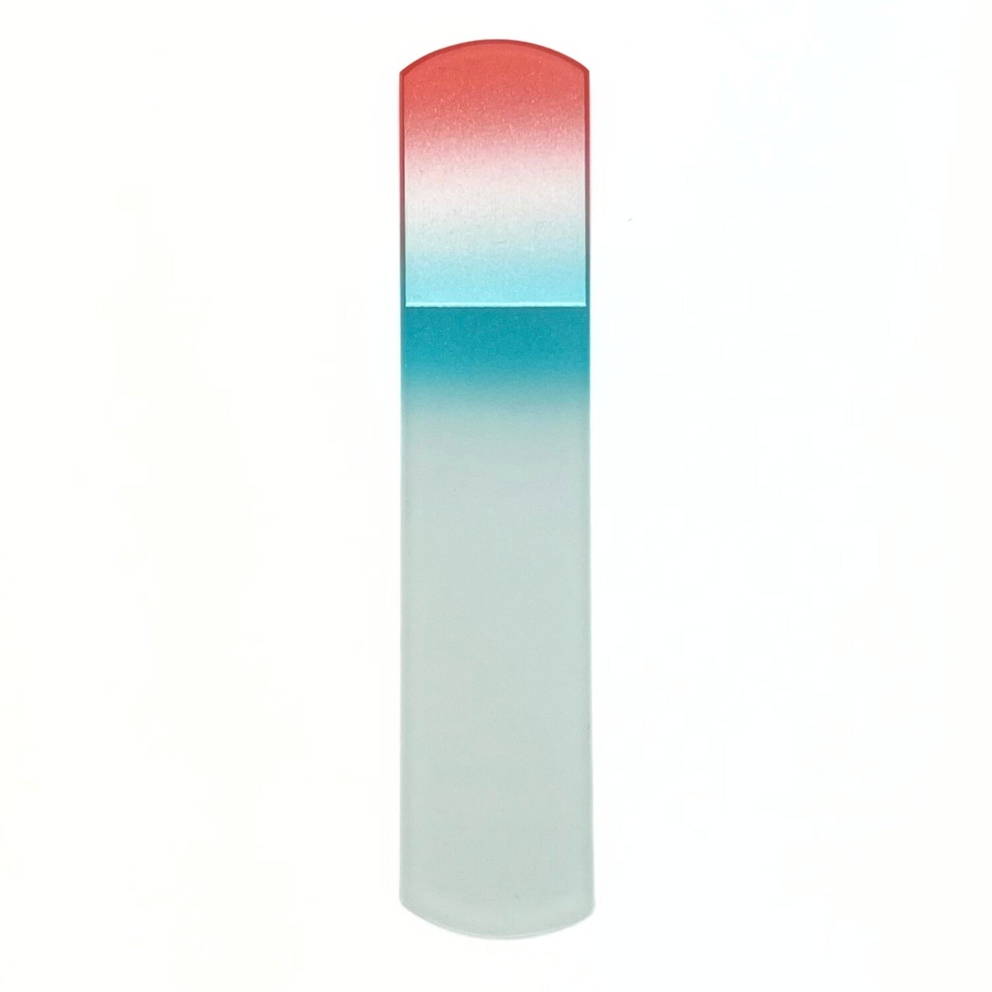 glass nail file for feet in coral and teal