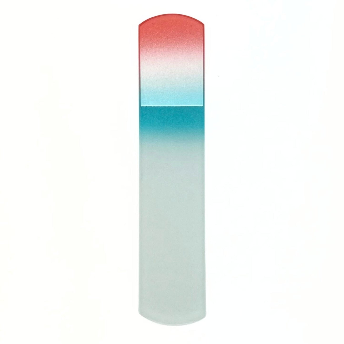 glass nail file for feet in coral and teal