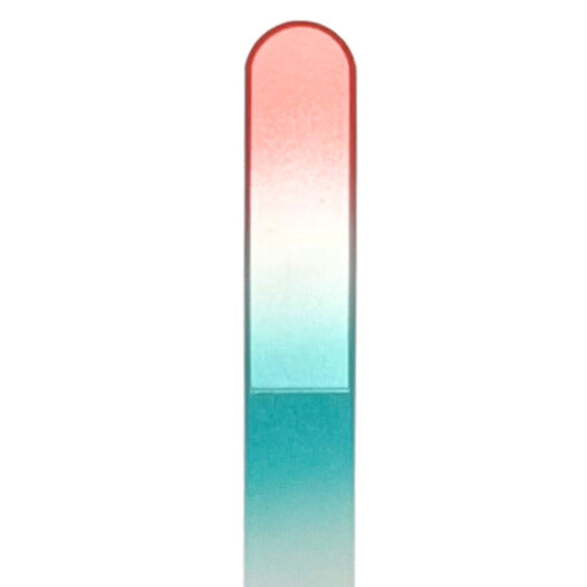 coral and teal glass nail file