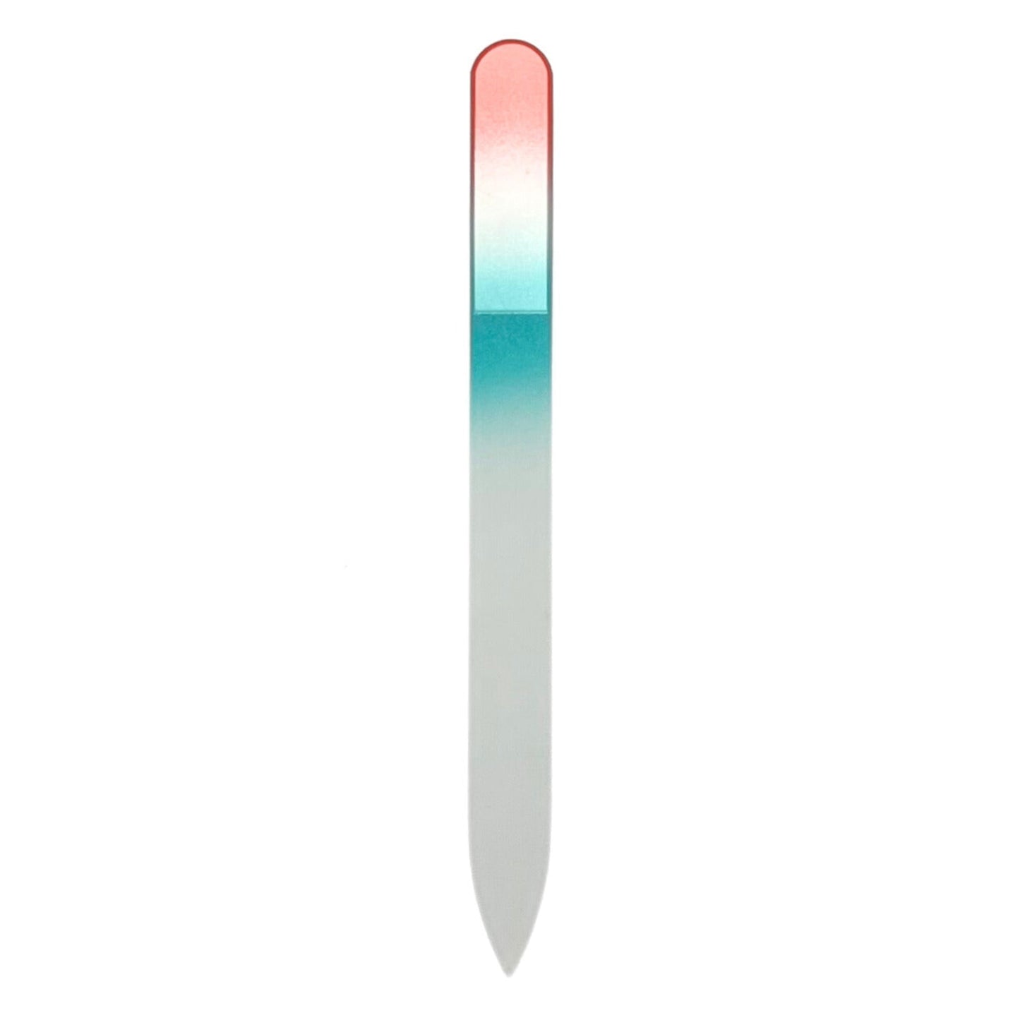 coral and teal glass nail file