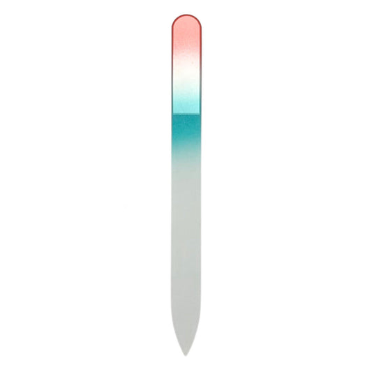 coral and teal glass nail file
