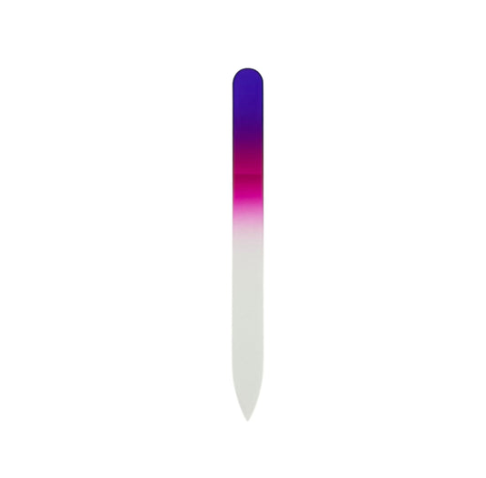 purple and pink glass nail file 