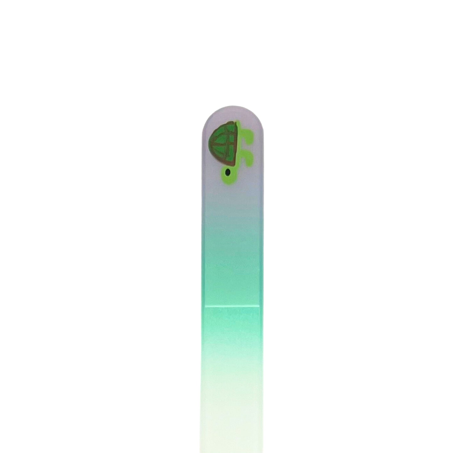 Lavender and mint nail file with hand painted turtle.