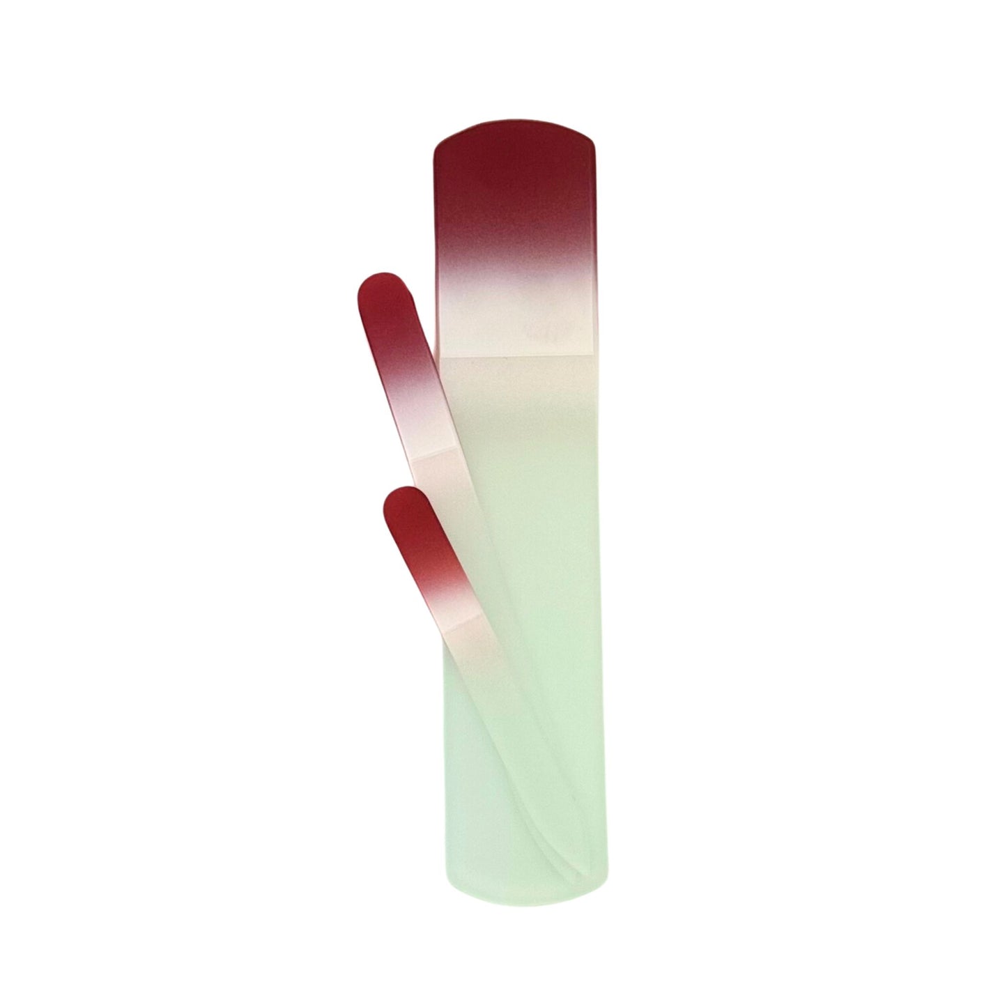 Red and White Glass Nail File